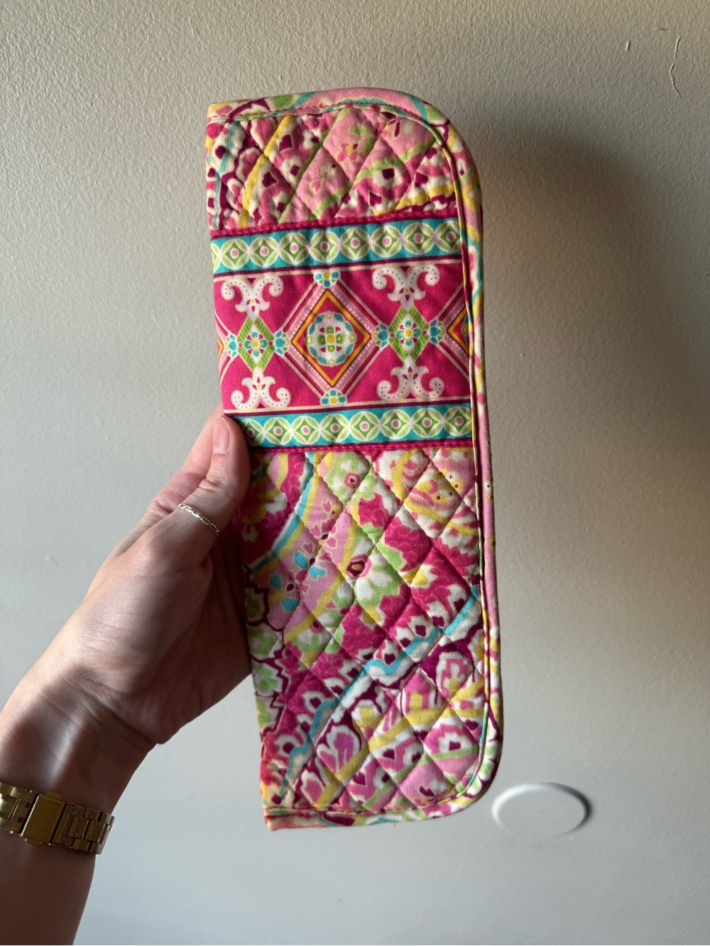 Vera Bradley Curling Flat Iron Cover Sleeve Priscilla Pink Heat Resistant USA